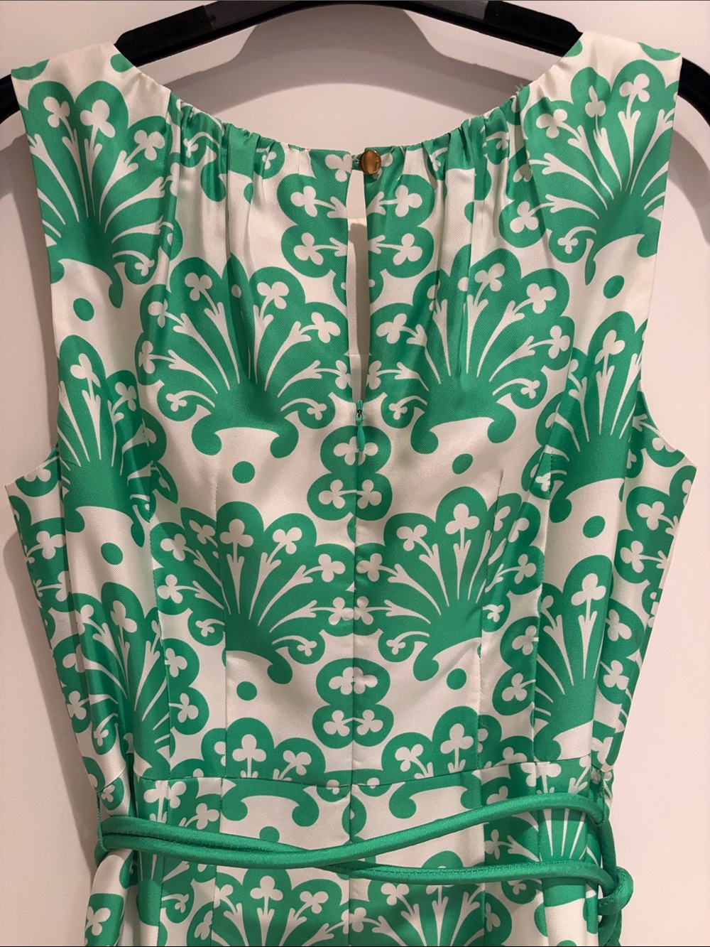 Milly Green and White Sleeveless Midi Sheath Dress - Picture 6 of 6